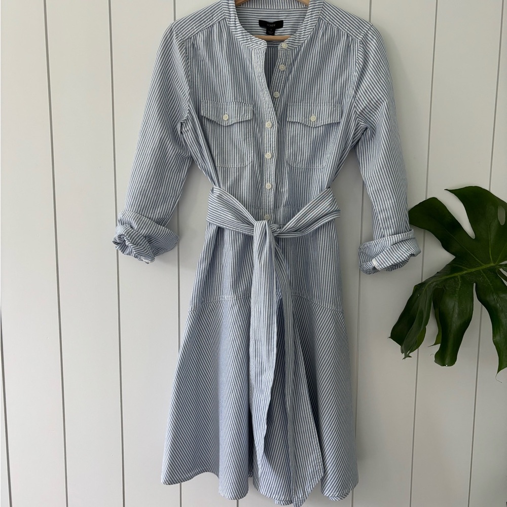 J. Crew Re-Imagined Seersucker Long Sleeve A-Line Dress